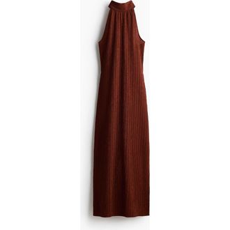 H&M Crinkled Sleeveless Dress in Rust Brown at Nordstrom, Size Xx-Large