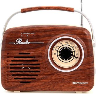Emerson Portable Retro Radio with Built-in Rechargeable Battery