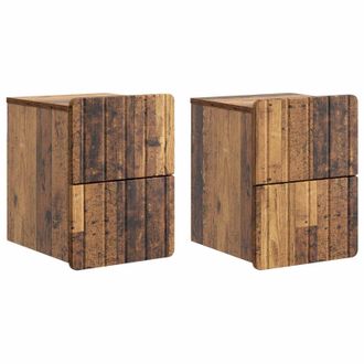 vidaXL Mesita De Noche De Pared Con Caj&oacute;n 2 Pcs Madera Envejecida Vidaxl