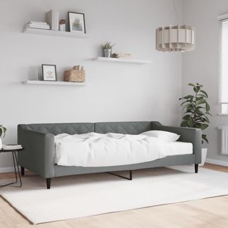 vidaXL Sof&aacute; Cama Con Colch&oacute;n Tela Gris Oscuro 100x200 Cm Vidaxl