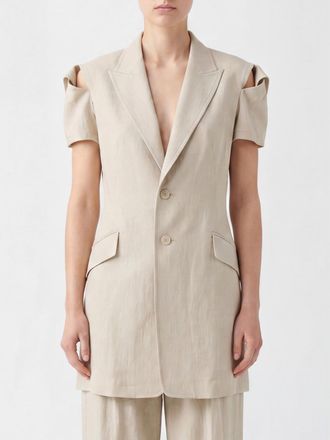 Yohji Yamamoto Blazer monopetto in misto lino e cotone con dettagli cut-out e rever