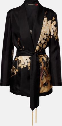 Max Mara Tunica printed silk twill wrap cardigan