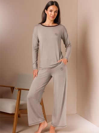 Cr&eacute;ation L Hausanzug CREATION L PREMIUM, Damen, Gr. 18/19, beige (sesam), 95% Modal, 5% Elasthan, Homewear-Sets Hausanzug