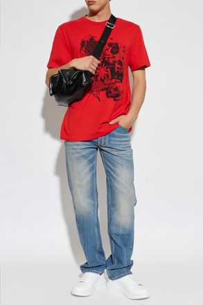 Alexander McQueen T-shirt With Print, Mens, Red