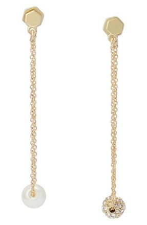AllSaints Mismatched Ball Drop Earrings in Gold/Pearl at Nordstrom