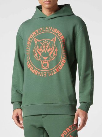 Plein Sport Felpa con cappuccio e stampa grafica in jersey con spalle scese