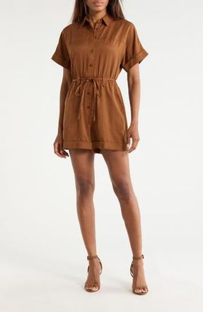 FRNCH Lily Tie Waist Romper in Marron Glace at Nordstrom Rack, Size X-Small