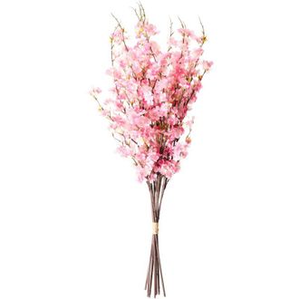 Beliani Ramo De Flores Artificiales Arreglo Floral Preparado Hecho A Mano Flores De Cerezo 95 Cm Rosa Nebra