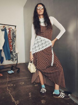 Icone Womens Polka dot sleeveless mermaid maxi dress