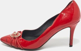 Versace Red Patent Leather Medusa Pointed Toe Pumps