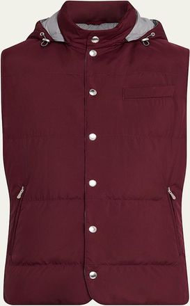 Brunello Cucinelli Mens Hooded Snap-Front Puffer Vest