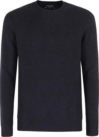 Roberto Collina Blauwe Trui met Ronde Hals - Heren - Ronde hals truien - Blauw - XL - Katoen - Truien & Vesten
