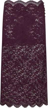 Paco Rabanne Midi Rok in Gelaagd Kant - Dames - Midirokken - Paars - M - Rokken