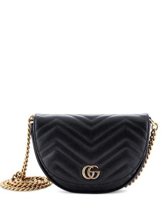 Gucci GG Marmont Half Moon Flap Matelasse Leather Mini crossbody bag - Nero
