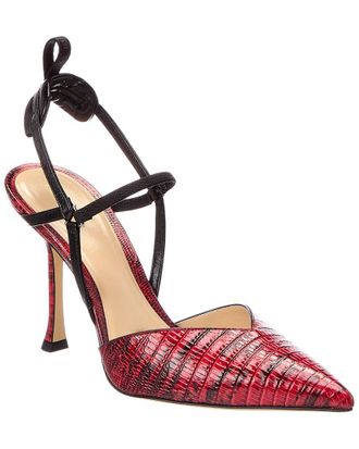 Fendi Fendi Very Colibri Lizard-Embossed Leather Slingback Pump
