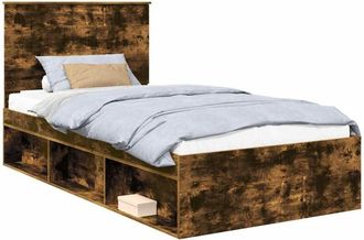 vidaXL Bed Frame Smoked Oak 100 x 200 cm Solid Pine Wood vidaXL