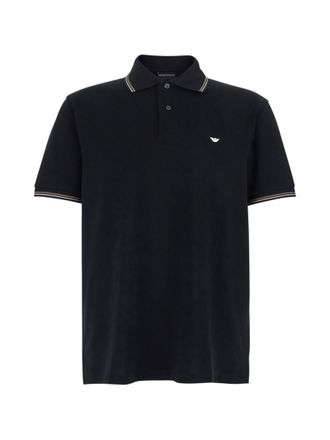 Emporio Armani Black Embroidered Logo Polo