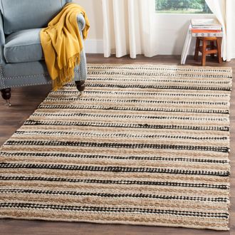 Safavieh Cape Cod Hand Made Area Rug, Natural / Black Contemporary Style Non-Shedding