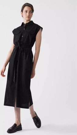 Barbour Birdie Shirt Dress Black Tie Waist Cap Sleeve Collared GBO1987