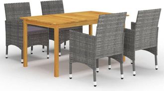 vidaXL Juego De Comedor Para Jard&iacute;n De 5 Piezas Gris Vidaxl