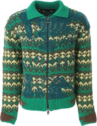 Andersson Bell Submerge Nordic Zip-Up Cardigan - Heren - Vesten - Groen - L - Katoen - Truien & Vesten