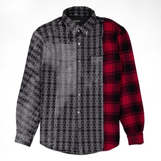 Roberto Cavalli Patchwork Long-Sleeve Shirt, Brand Size 48 ( US Size 38 )