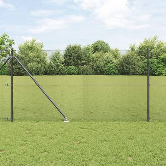Berkfield Home Fence Post Set Set of 2 Grey Metal & plastic 25 x 1 m Durable