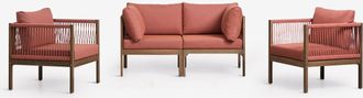 Sklum Conjunto De Jard&iacute;n Con Sof&aacute; Modular De 2 Piezas Con Reposabrazos Y 2 Sillones En Madera De Acacia Branson Sklum
