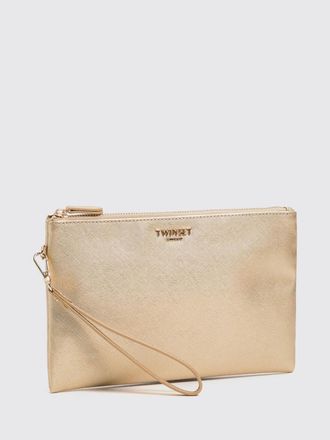 Twinset Saffiano Faux Leather Envelope Clutch with Wrist Strap