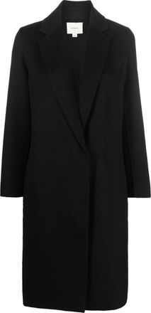 Vince single-breasted coat - women - Nylon/Polyester/Polyester/Viscose/Recycled Wool - L - Black