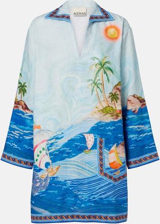 Alemais Al&eacute;mais Island printed linen minidress