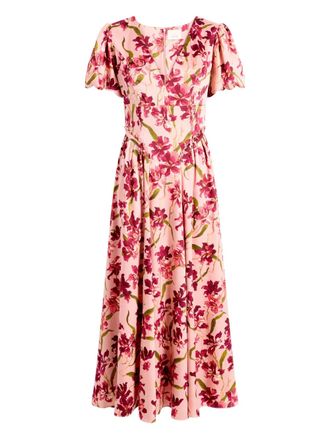 Cinq à Sept puff-sleeve floral-print dress - Pink