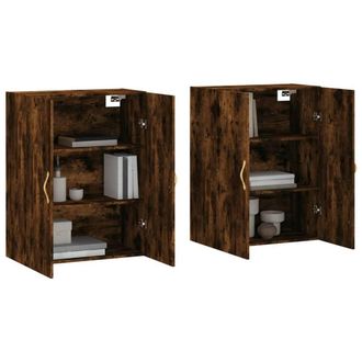 Berkfield Home Wall Mounted Cabinets 2 pcs Smoked Oak 69.5x34x90 cm in Brown