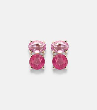 Stone and Strand 14kt gold (585/1000) earrings with rubies and pink sapphires