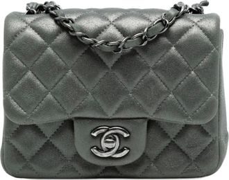 Chanel 2014-2015 Mini Square Classic Lambskin Single Flap crossbody bag - Grijs