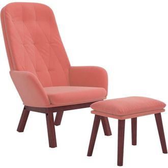 vidaXL Sill&oacute;n De Relax Con Taburete Terciopelo Rosa Vidaxl