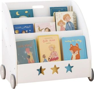Relaxdays Relaxdays Childrens Bookshelf, HWD: 57 x 62 x 42 cm, portable, 3 shelves for books, toys, kids bookshelf, white