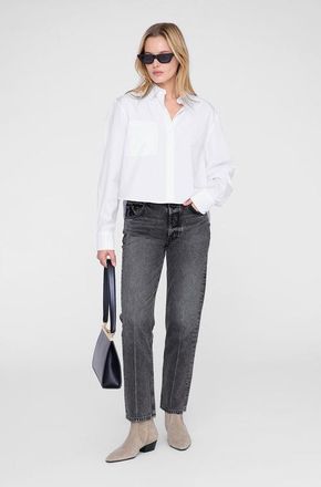 Anine Bing Essie Cropped Shirt in White at Nordstrom, Size Medium