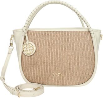 V&deg; 73 Eco-leren dameshandtas met afneembare schouderband - Dames - Handtassen - Beige - ONE Size - Leer - Tassen