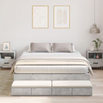Berkfield Home Storage Bed Frame Concrete Grey 150x200 cm