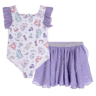 Disney Princess Gymnastics 2-Piece Leotard and Skirt Set in Princess Lavender at Nordstrom, Size 7-8