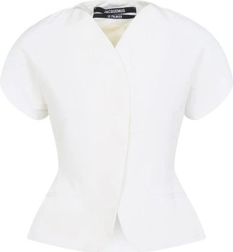 Jacquemus Ovalo Jacket - Dames - Blazers - Wit - 2XS - Leer - Jassen