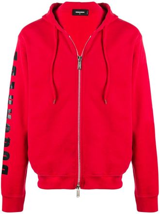 Dsquared2 Hoodie met logoprint en rits - Rood