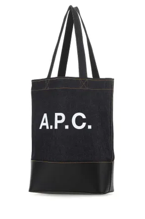 A.P.C. Mens Blue Denim And Leather Shopping Bag Iak Borse A Mano