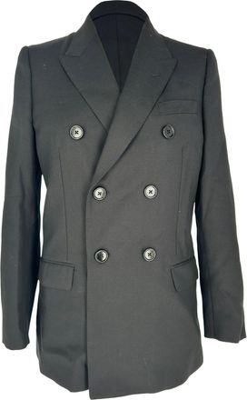 Celine Pre-owned Womens Double-Breasted Tailored Blazer in Black Wool - Size EU 38