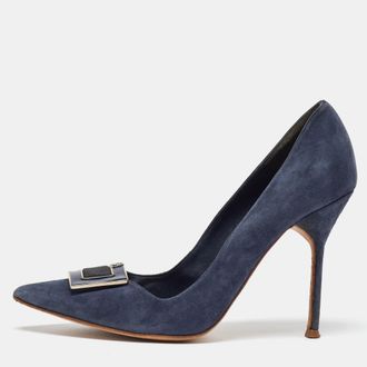 Carolina Herrera CH Carolina Herrera Blue Suede Pointed Toe Pumps Size 40