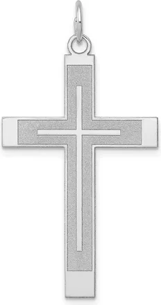 Diamond2Deal 14K White Gold Laser Designed Cross Pendant