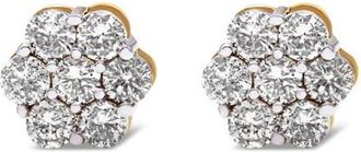 House of Brilliance 14K Yellow Gold 2.0 Cttw Diamond Floral Cluster Stud Earring at Nordstrom