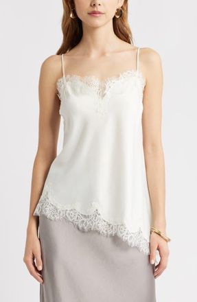 Open Edit Lace Trim Satin Camisole in Ivory at Nordstrom, Size X-Large