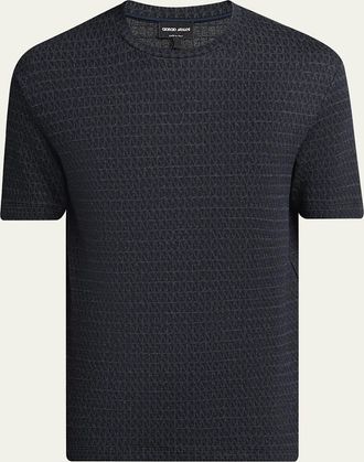 Giorgio Armani Mens Viscose Geometric Textured Crewneck T-Shirt